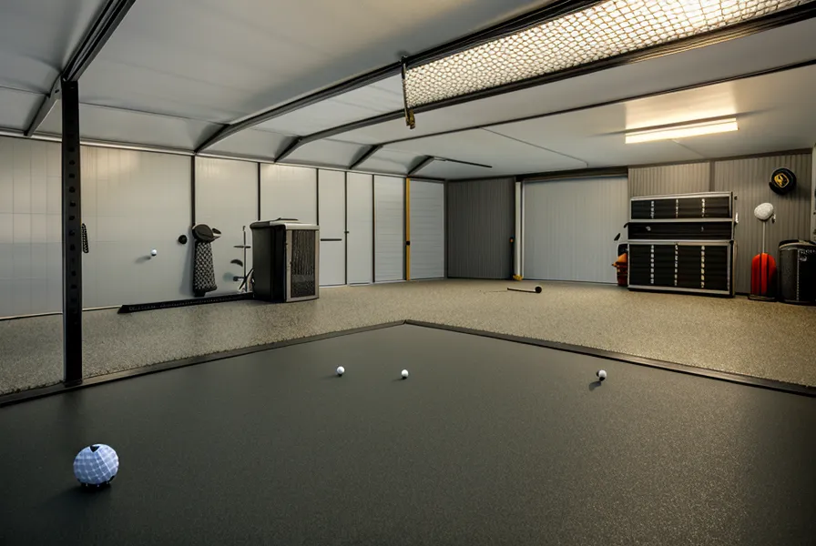 High-quality golf hitting mat on a concrete garage floor