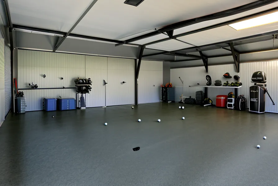 The 12-inch safety clearance gap behind a golf simulator impact screen.