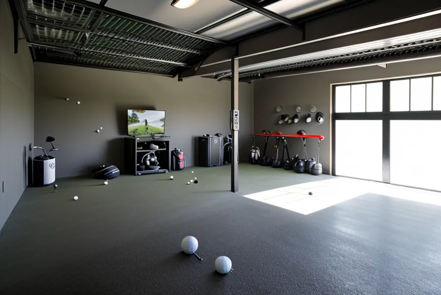 Close-up of a SkyTrak launch monitor and a golf ball on a hitting mat.